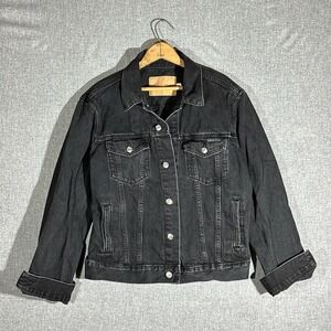 Calvin Klein Black Unisex Washed Denim Jacket Medium 100% Cotton
